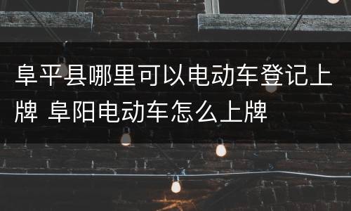 阜平县哪里可以电动车登记上牌 阜阳电动车怎么上牌