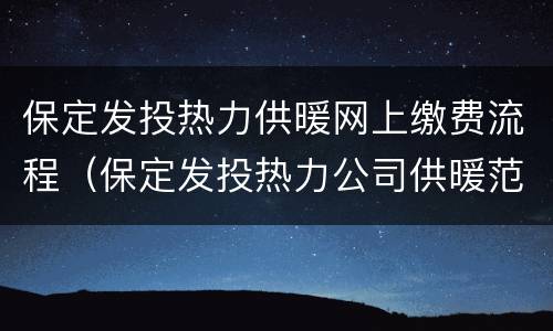 保定发投热力供暖网上缴费流程（保定发投热力公司供暖范围）