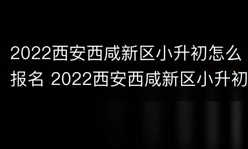 2022西安西咸新区小升初怎么报名 2022西安西咸新区小升初怎么报名呢