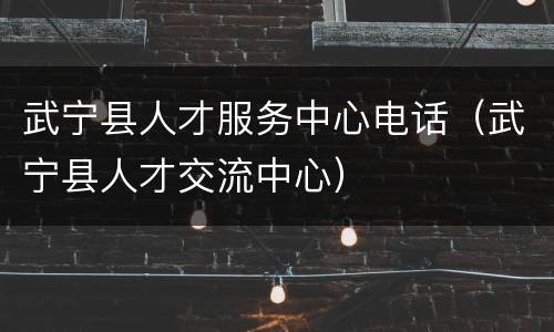 武宁县人才服务中心电话（武宁县人才交流中心）