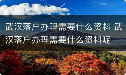 武汉落户办理需要什么资料 武汉落户办理需要什么资料呢