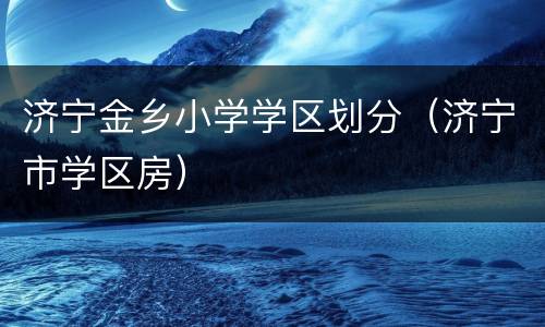 济宁金乡小学学区划分（济宁市学区房）