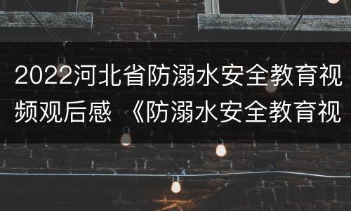 2022河北省防溺水安全教育视频观后感 《防溺水安全教育视频》观后感
