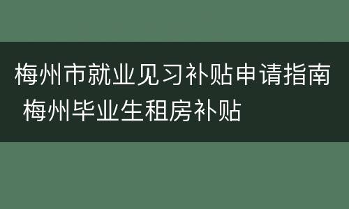 梅州市就业见习补贴申请指南 梅州毕业生租房补贴