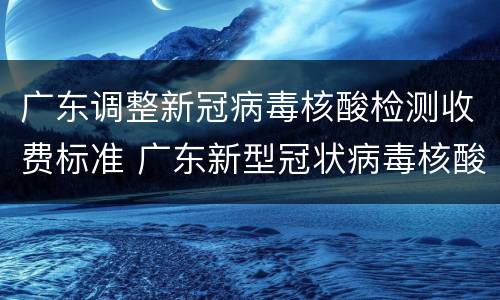 广东调整新冠病毒核酸检测收费标准 广东新型冠状病毒核酸检测收费吗