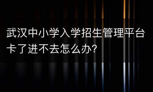 武汉中小学入学招生管理平台卡了进不去怎么办？