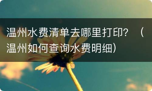 温州水费清单去哪里打印？（温州如何查询水费明细）