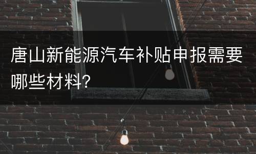 唐山新能源汽车补贴申报需要哪些材料？