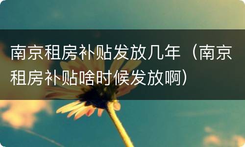 南京租房补贴发放几年（南京租房补贴啥时候发放啊）