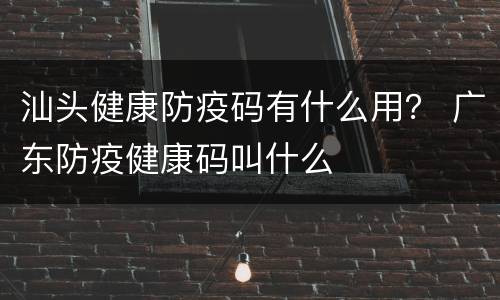 汕头健康防疫码有什么用？ 广东防疫健康码叫什么