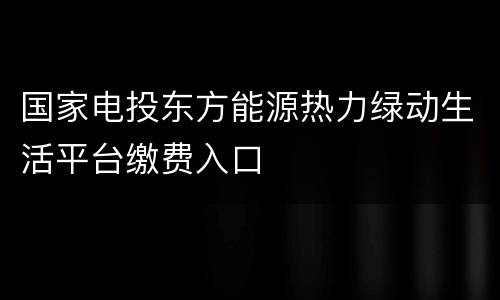 国家电投东方能源热力绿动生活平台缴费入口