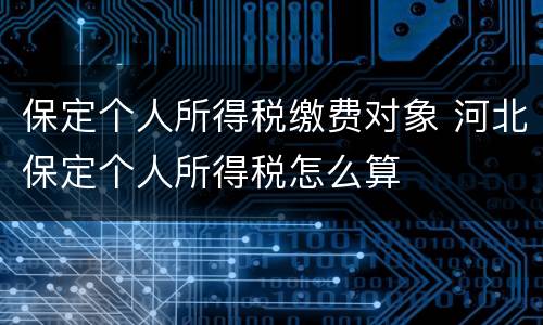 保定个人所得税缴费对象 河北保定个人所得税怎么算