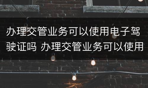 办理交管业务可以使用电子驾驶证吗 办理交管业务可以使用电子驾驶证吗