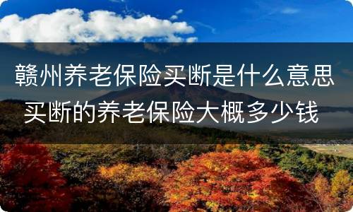 赣州养老保险买断是什么意思 买断的养老保险大概多少钱