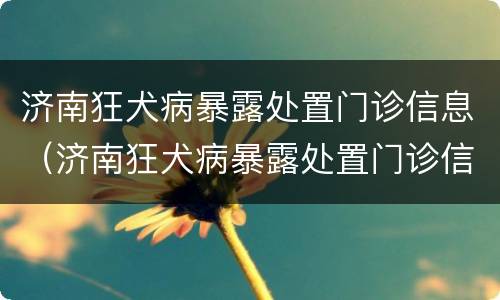 济南狂犬病暴露处置门诊信息（济南狂犬病暴露处置门诊信息公示）