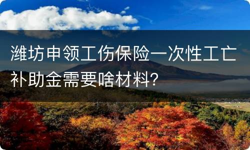 潍坊申领工伤保险一次性工亡补助金需要啥材料？