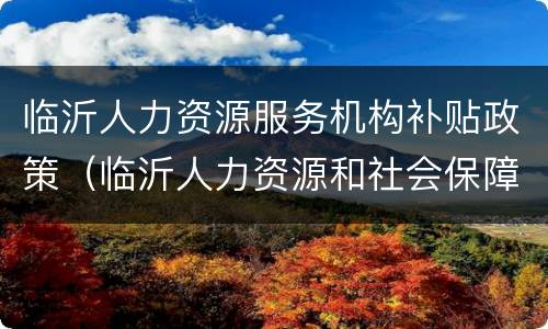 临沂人力资源服务机构补贴政策（临沂人力资源和社会保障局官网补贴申请）