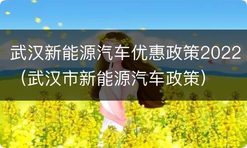 武汉新能源汽车优惠政策2022（武汉市新能源汽车政策）