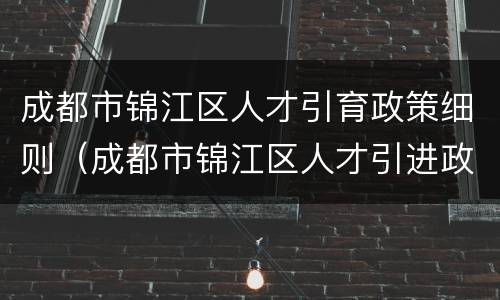 成都市锦江区人才引育政策细则（成都市锦江区人才引进政策）