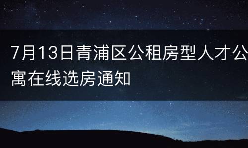 7月13日青浦区公租房型人才公寓在线选房通知