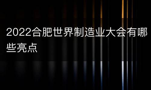 2022合肥世界制造业大会有哪些亮点