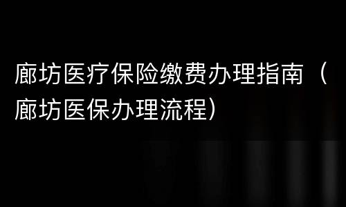 廊坊医疗保险缴费办理指南（廊坊医保办理流程）