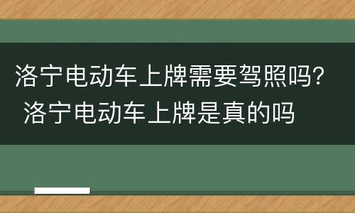 洛宁电动车上牌需要驾照吗？ 洛宁电动车上牌是真的吗