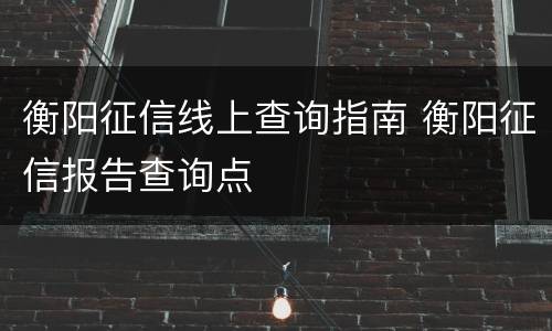 衡阳征信线上查询指南 衡阳征信报告查询点