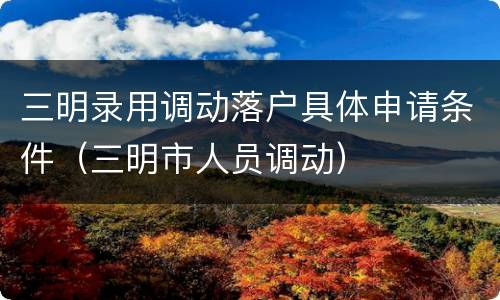 三明录用调动落户具体申请条件（三明市人员调动）