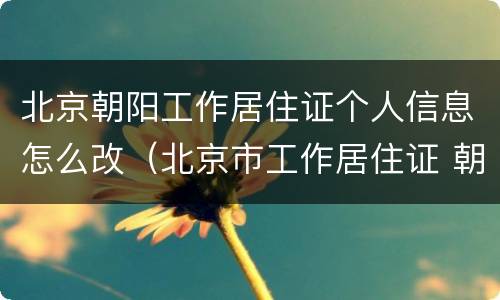 北京朝阳工作居住证个人信息怎么改（北京市工作居住证 朝阳区）