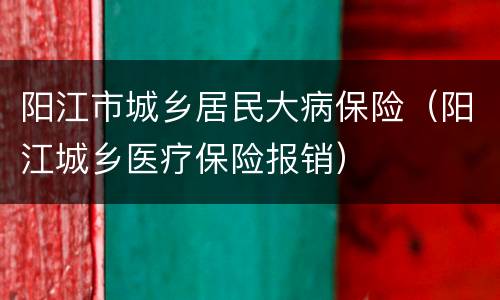 阳江市城乡居民大病保险（阳江城乡医疗保险报销）