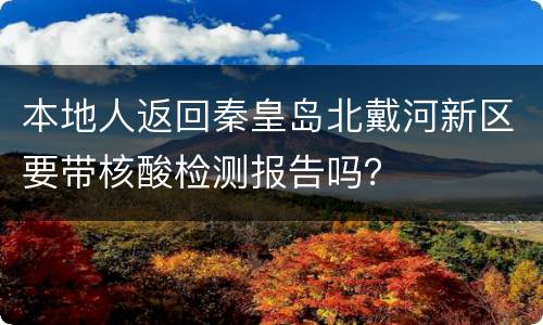本地人返回秦皇岛北戴河新区要带核酸检测报告吗？