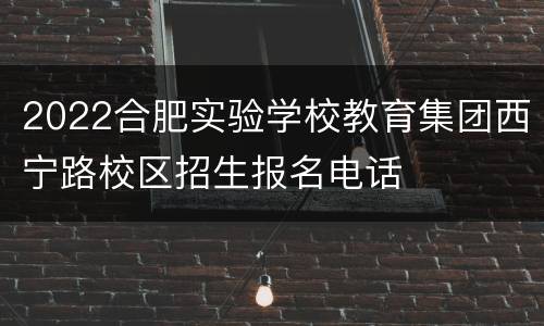 2022合肥实验学校教育集团西宁路校区招生报名电话