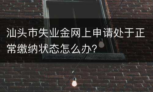 汕头市失业金网上申请处于正常缴纳状态怎么办？