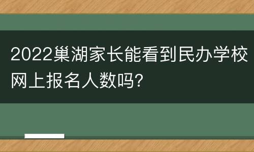 2022巢湖家长能看到民办学校网上报名人数吗？