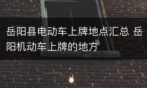 岳阳县电动车上牌地点汇总 岳阳机动车上牌的地方