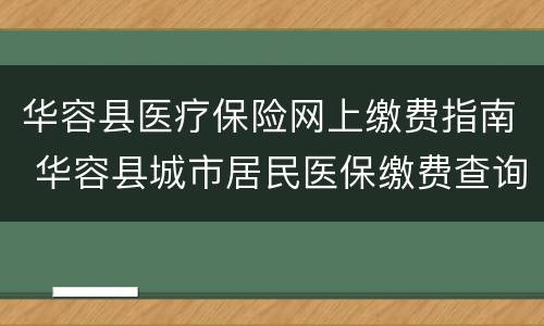 华容县医疗保险网上缴费指南 华容县城市居民医保缴费查询