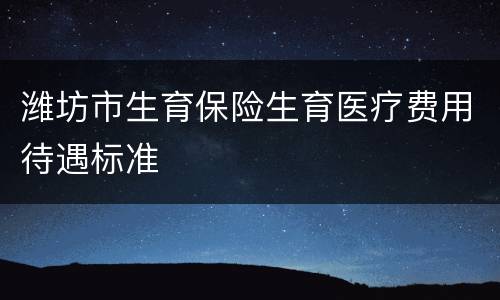 潍坊市生育保险生育医疗费用待遇标准