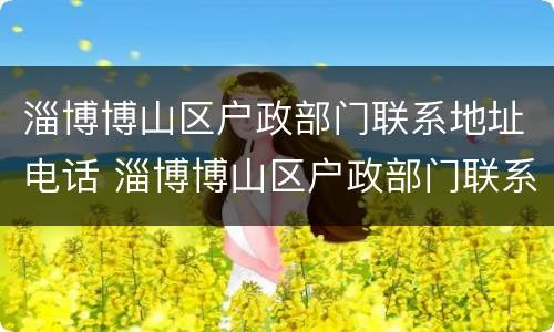 淄博博山区户政部门联系地址电话 淄博博山区户政部门联系地址电话是多少