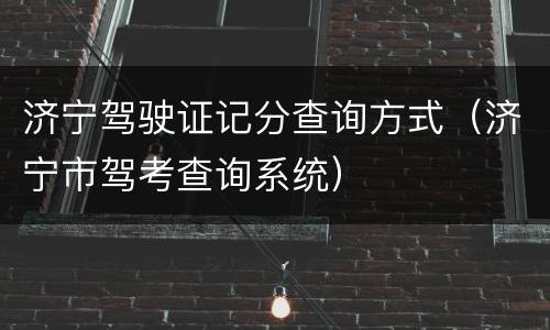 济宁驾驶证记分查询方式（济宁市驾考查询系统）