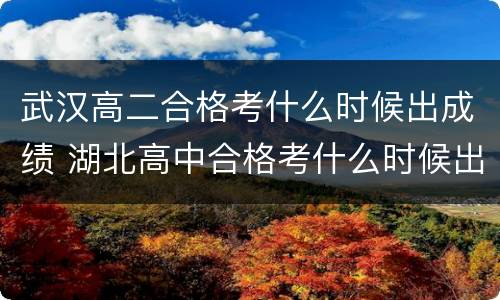 武汉高二合格考什么时候出成绩 湖北高中合格考什么时候出成绩