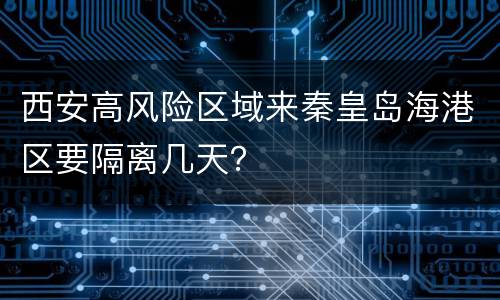 西安高风险区域来秦皇岛海港区要隔离几天？