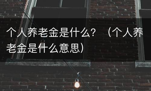 个人养老金是什么？（个人养老金是什么意思）