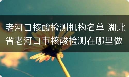 老河口核酸检测机构名单 湖北省老河口市核酸检测在哪里做