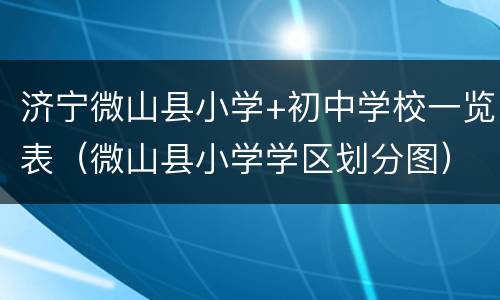 济宁微山县小学+初中学校一览表（微山县小学学区划分图）