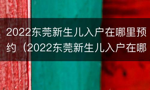 2022东莞新生儿入户在哪里预约（2022东莞新生儿入户在哪里预约办理）