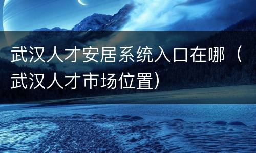 武汉人才安居系统入口在哪（武汉人才市场位置）
