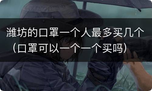 潍坊的口罩一个人最多买几个（口罩可以一个一个买吗）