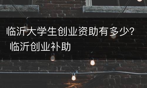 临沂大学生创业资助有多少？ 临沂创业补助