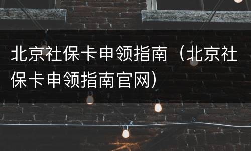 北京社保卡申领指南（北京社保卡申领指南官网）